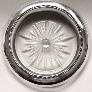 Semi-Antique Frank M. Whiting Large Sterling Silver Glass Wine Bottle Coaster